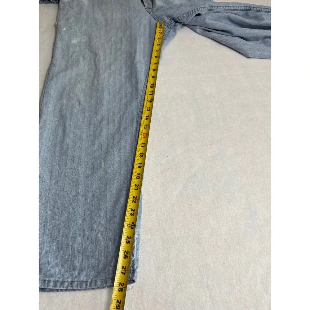 Vintage Dickies Coveralls Faded Blue Herringbone Twill Workwear Jumpsuit Cotton